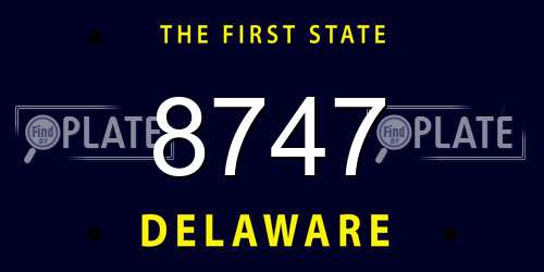 8747 Delaware License Plate