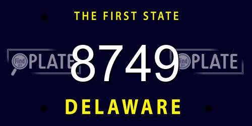 8749 Delaware License Plate