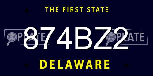 874BZ2 Delaware License Plate