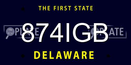 874IGB Delaware License Plate