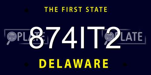 874IT2 Delaware License Plate