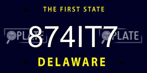 874IT7 Delaware License Plate