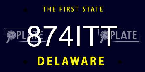 874ITT Delaware License Plate