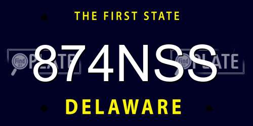 874NSS Delaware License Plate