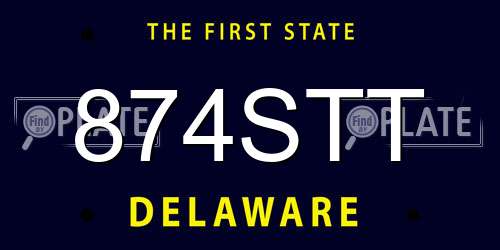 874STT Delaware License Plate