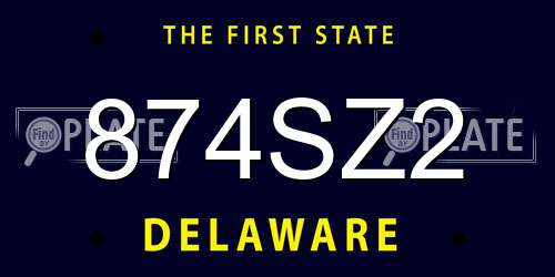 874SZ2 Delaware License Plate