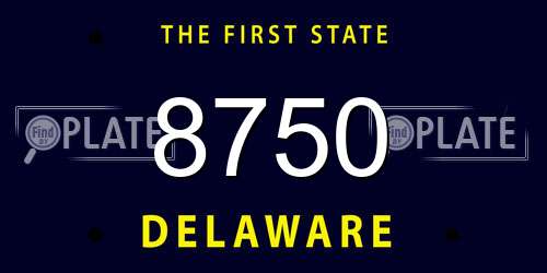 8750 Delaware License Plate