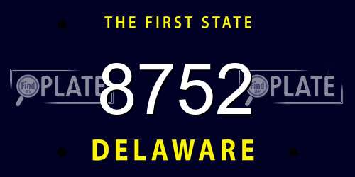 8752 Delaware License Plate