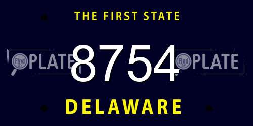 8754 Delaware License Plate