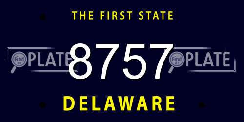 8757 Delaware License Plate