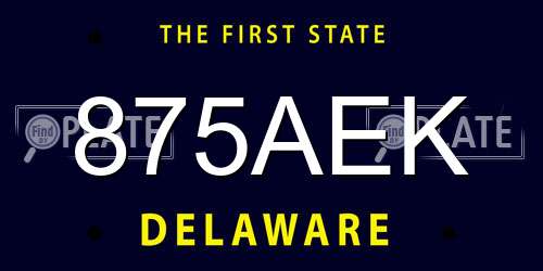 875AEK Delaware License Plate