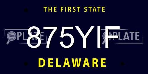 875YIF Delaware License Plate