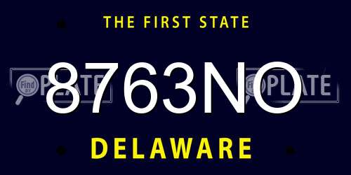 8763NO Delaware License Plate