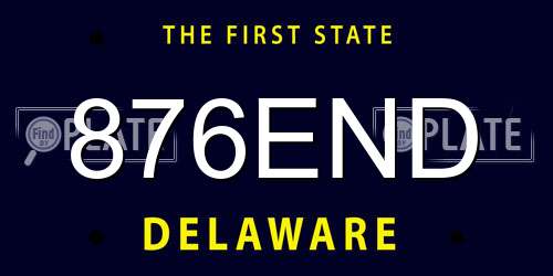 876END Delaware License Plate
