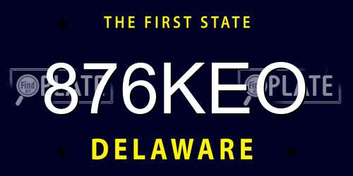 876KEO Delaware License Plate