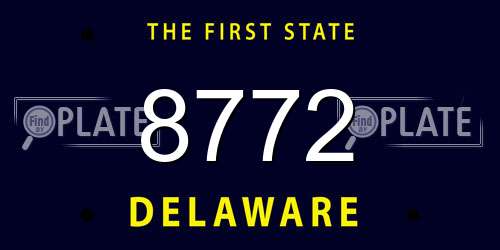 8772 Delaware License Plate