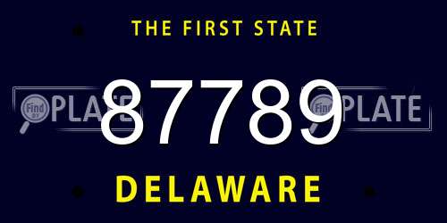 87789 Delaware License Plate