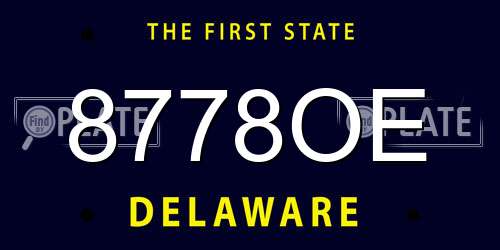 8778OE Delaware License Plate