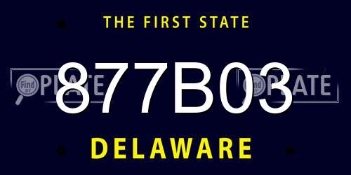 877B03 Delaware License Plate