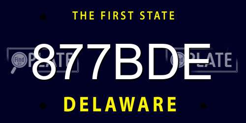 877BDE Delaware License Plate
