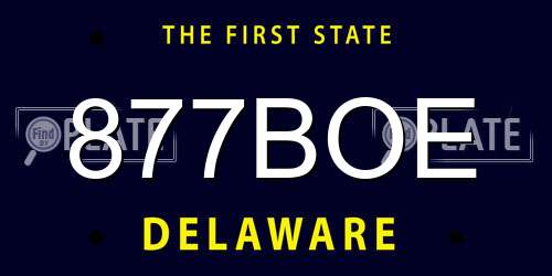 877BOE Delaware License Plate