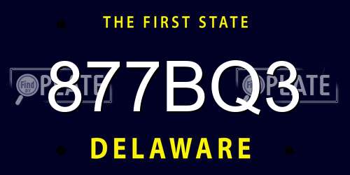 877BQ3 Delaware License Plate