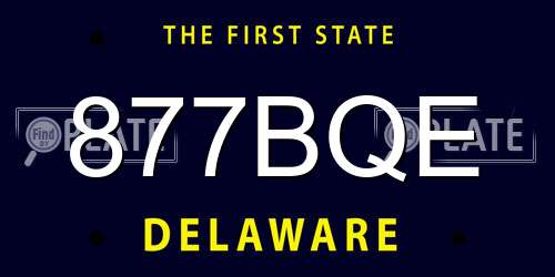 877BQE Delaware License Plate