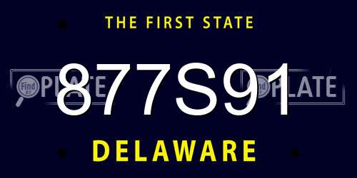 877S91 Delaware License Plate