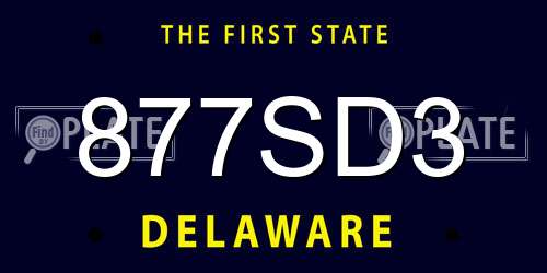 877SD3 Delaware License Plate