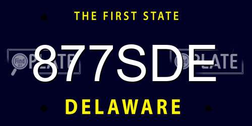 877SDE Delaware License Plate