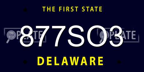 877SO3 Delaware License Plate