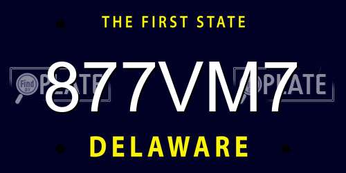 877VM7 Delaware License Plate