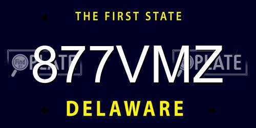 877VMZ Delaware License Plate