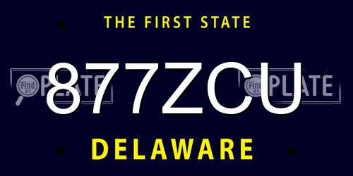 877ZCU Delaware License Plate