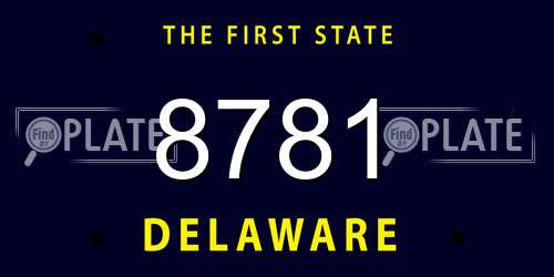 8781 Delaware License Plate