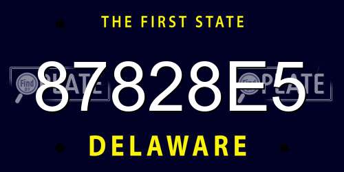 87828E5 Delaware License Plate