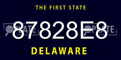87828E8 Delaware License Plate