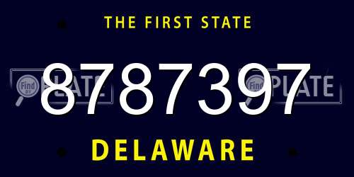 8787397 Delaware License Plate
