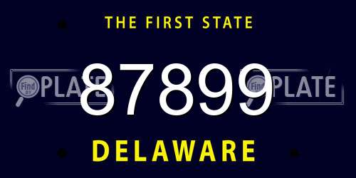 87899 Delaware License Plate