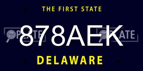 878AEK Delaware License Plate