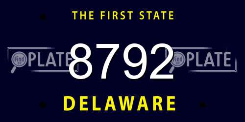 8792 Delaware License Plate