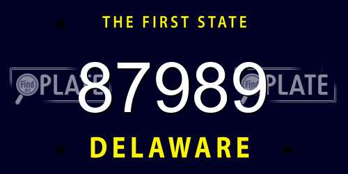 87989 Delaware License Plate