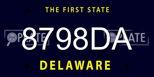 8798DA Delaware License Plate