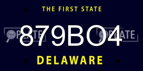 879BO4 Delaware License Plate