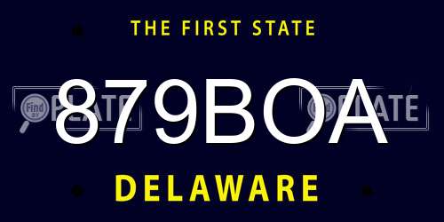 879BOA Delaware License Plate