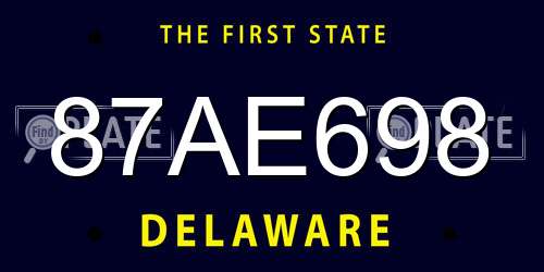 87AE698 Delaware License Plate