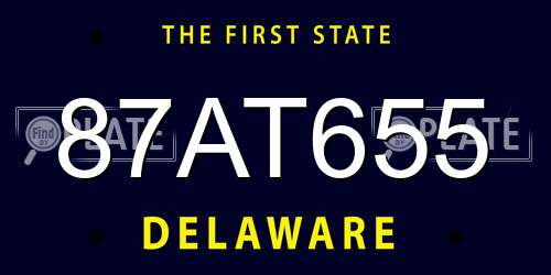 87AT655 Delaware License Plate