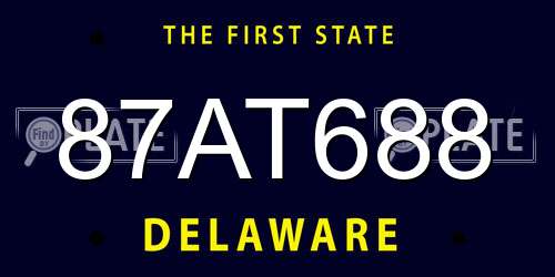 87AT688 Delaware License Plate