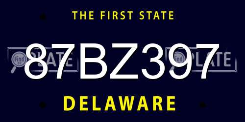 87BZ397 Delaware License Plate