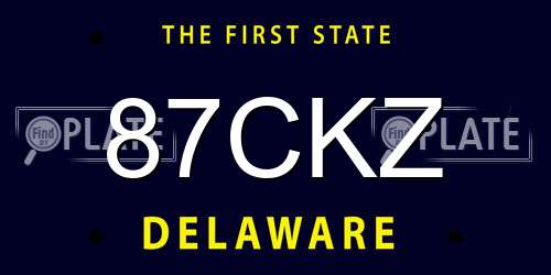 87CKZ Delaware License Plate